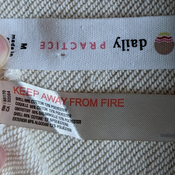 Anthropologie Daily Practice Zip-Up Hoodie Cream French Terry Medium - Picture 5 of 8